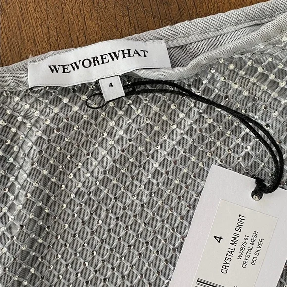 WeWoreWhat Sparkly Mesh Crystal Mini Skirt Y2K Party Festival size 4 - Picture 2 of 8